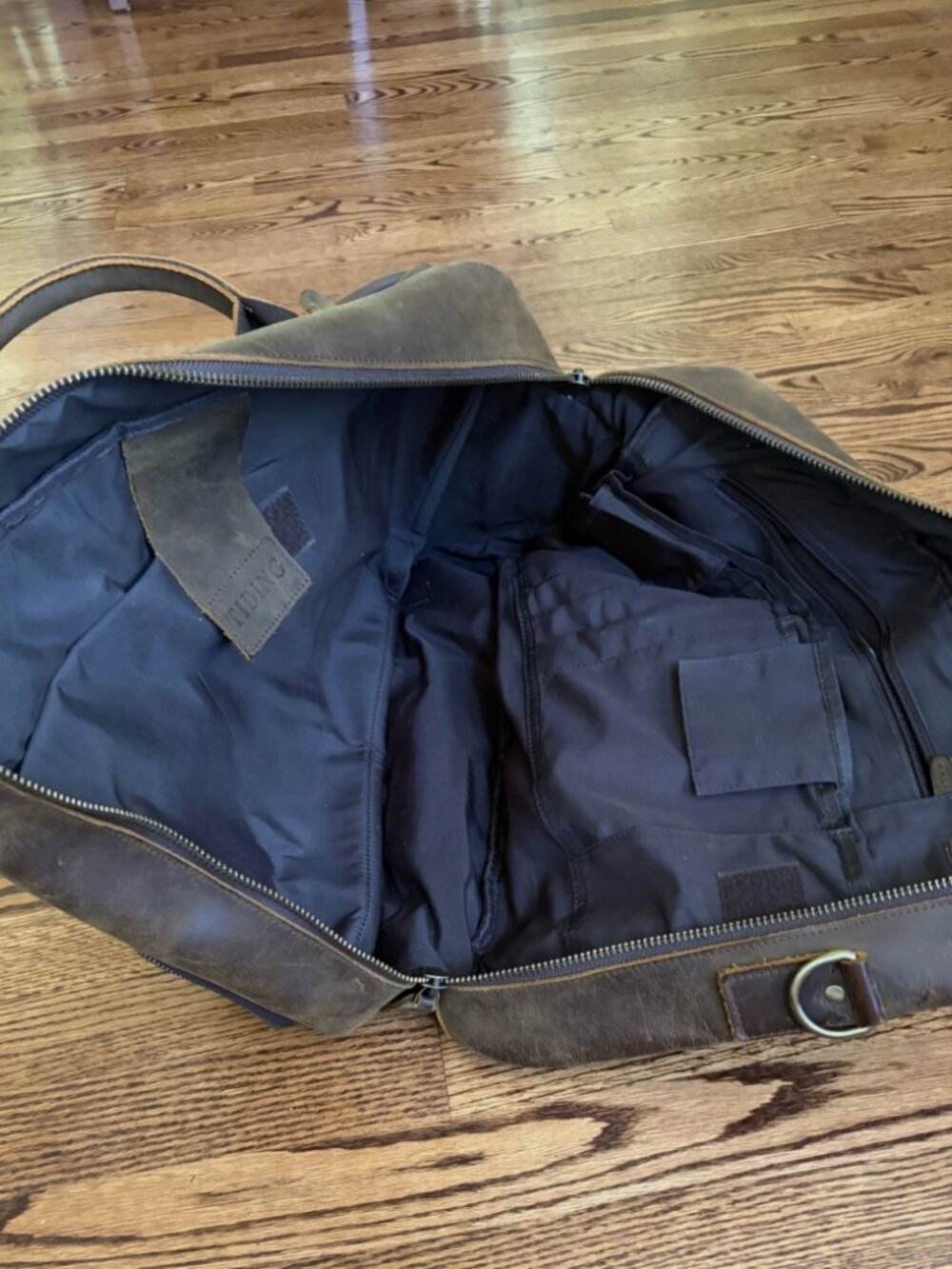 TIDING Mens Brown Leather Backpack Laptop Travel Bag Multi Pocket Distressed - Picture 6 of 8